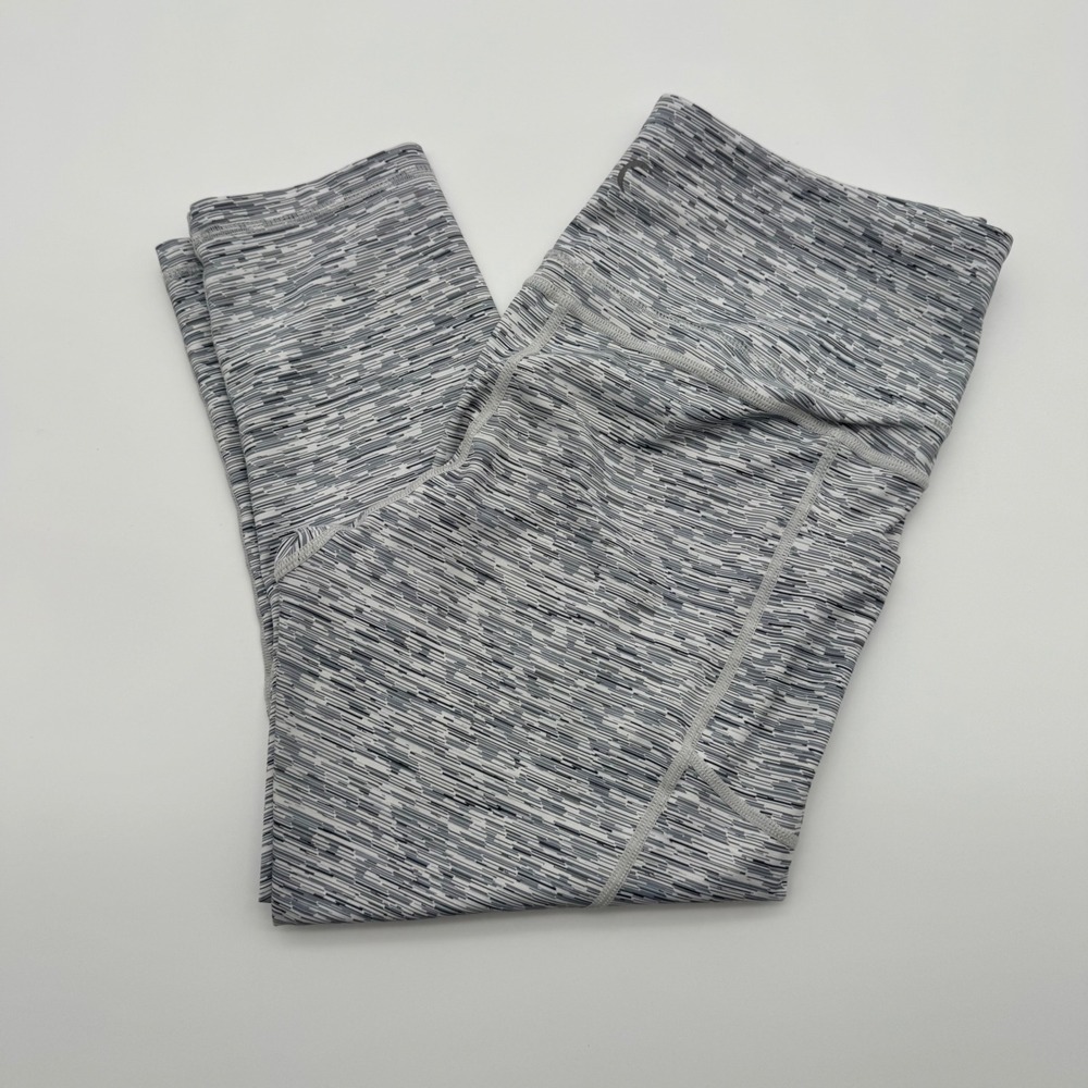 Zyia Active Gray White Space Dye High Waisted Cropped Leggings Womens Size 12